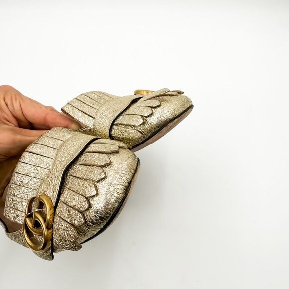 Gucci Marmont GG Gold Fringe Loafer Flats Metallic EU 38 US 8 - Picture 13 of 13